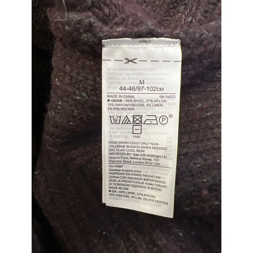 Banana Republic Men’s Dark Purple Wool Blend Cable Knit Shawl Sweater - M - Picture 4 of 4